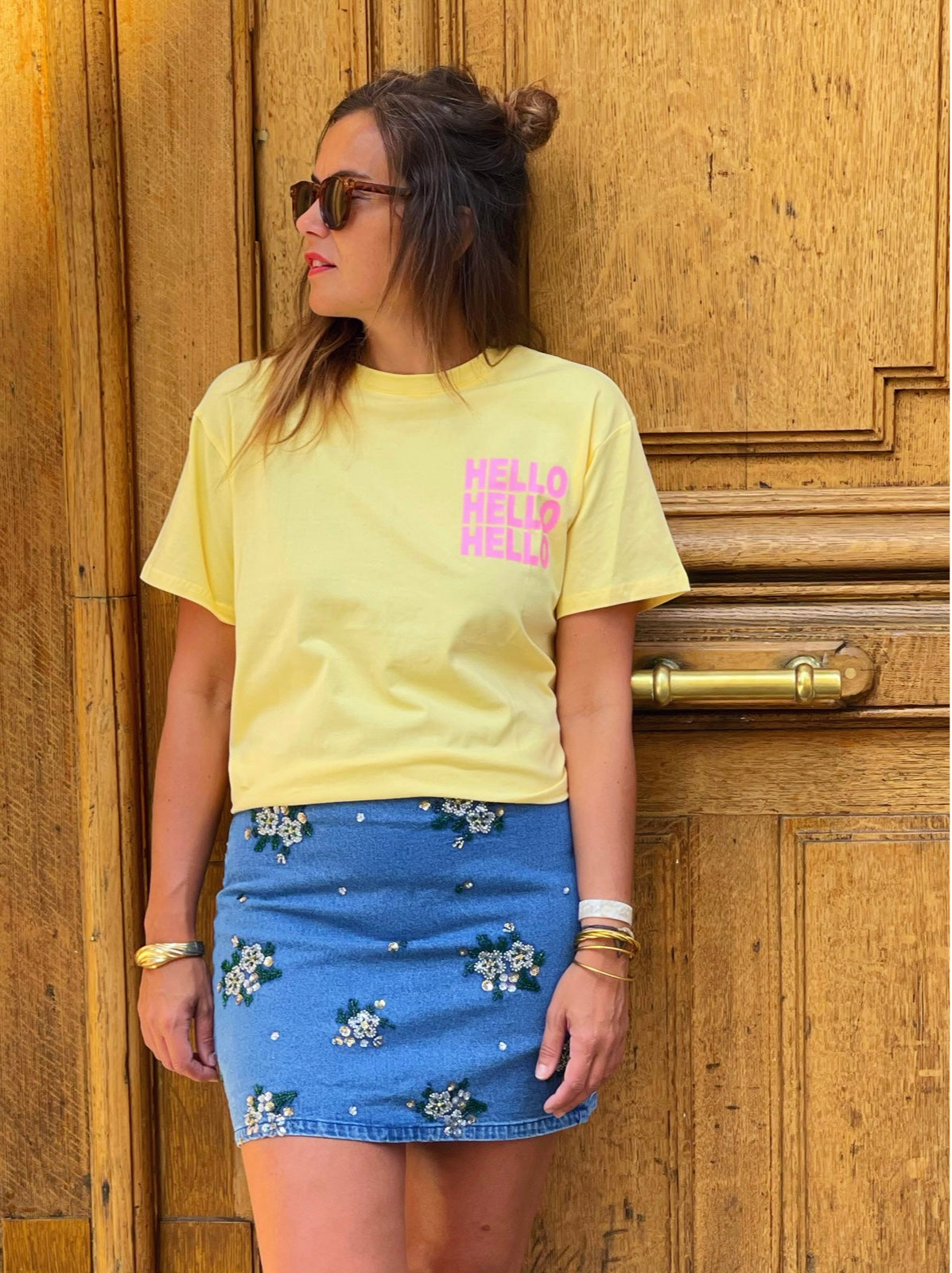 T-shirt Hello - Jaune