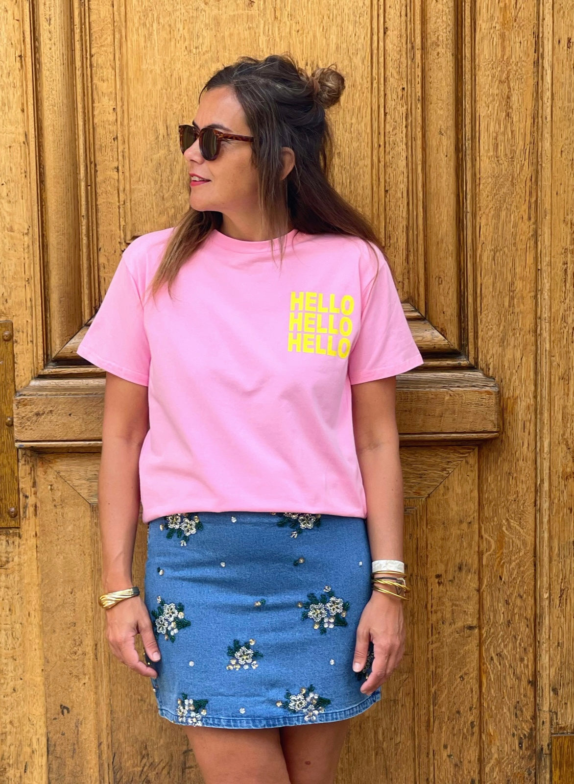 T-shirt Hello - Rose