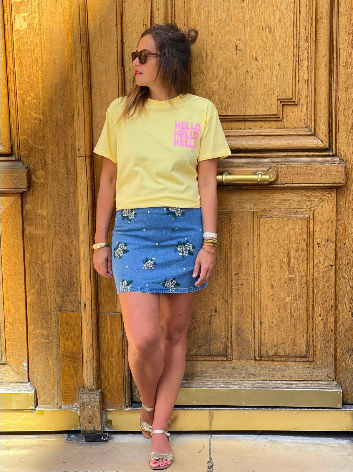 T-shirt Hello - Jaune