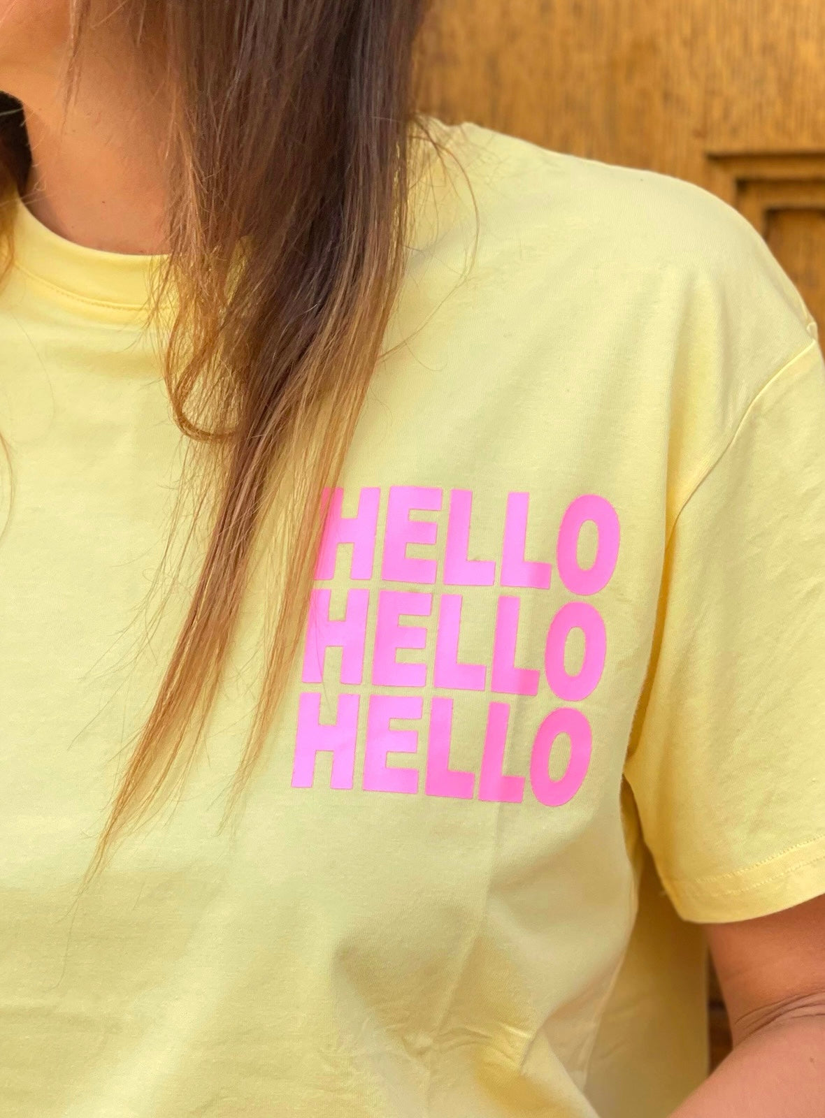 T-shirt Hello - Jaune