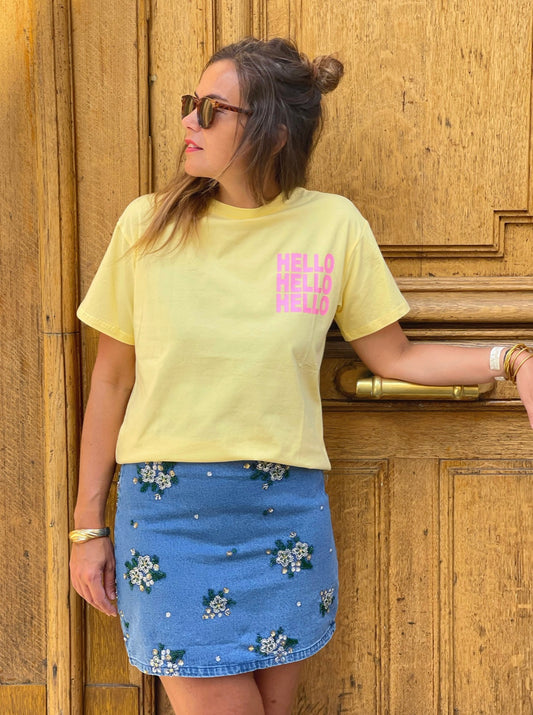 T-shirt Hello - Jaune