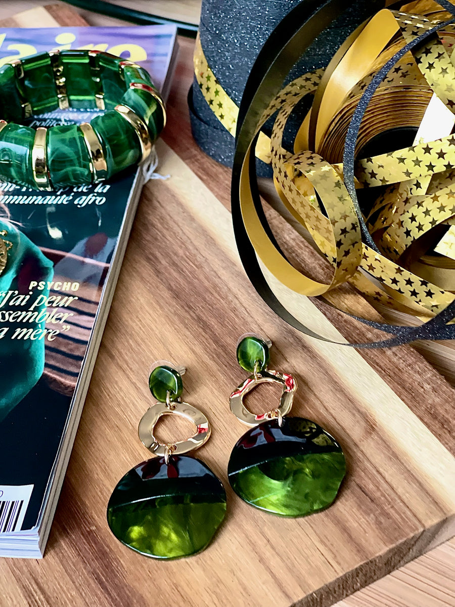 Boucles d'oreilles Dahlia vertes
