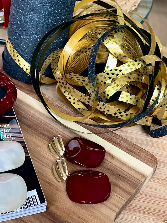 Boucles d'oreilles Iris bordeaux