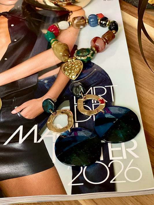 Boucles d'oreilles Dahlia bleues