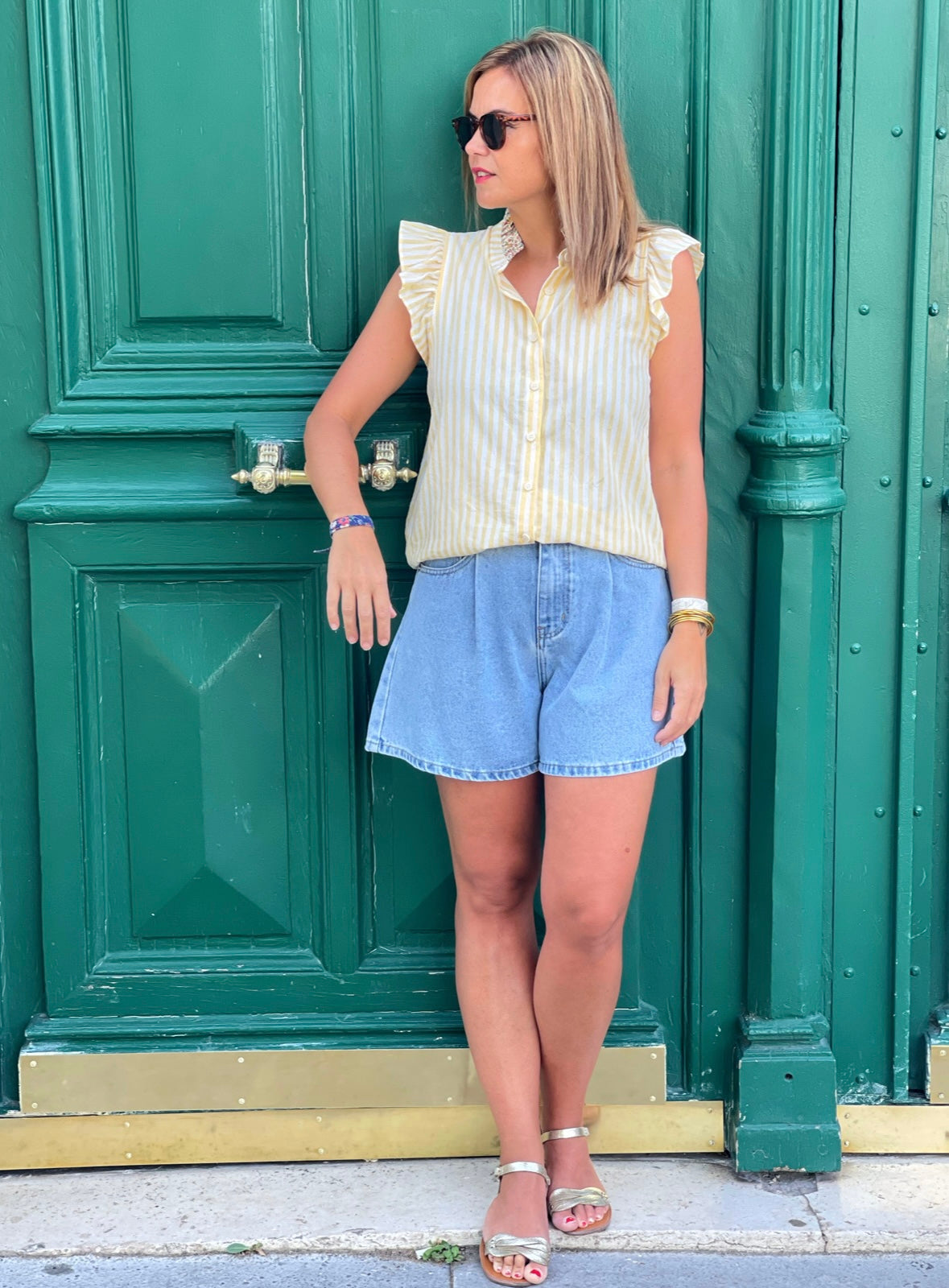 Top Sacha Rayé Jaune