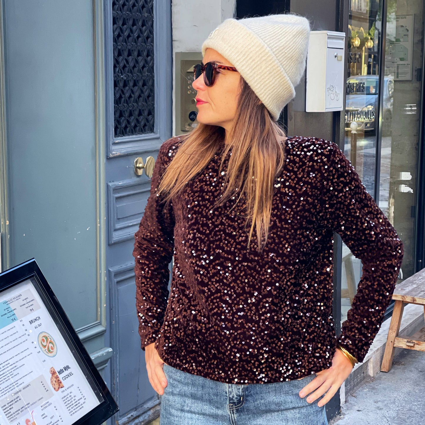 Blouse elvira marron