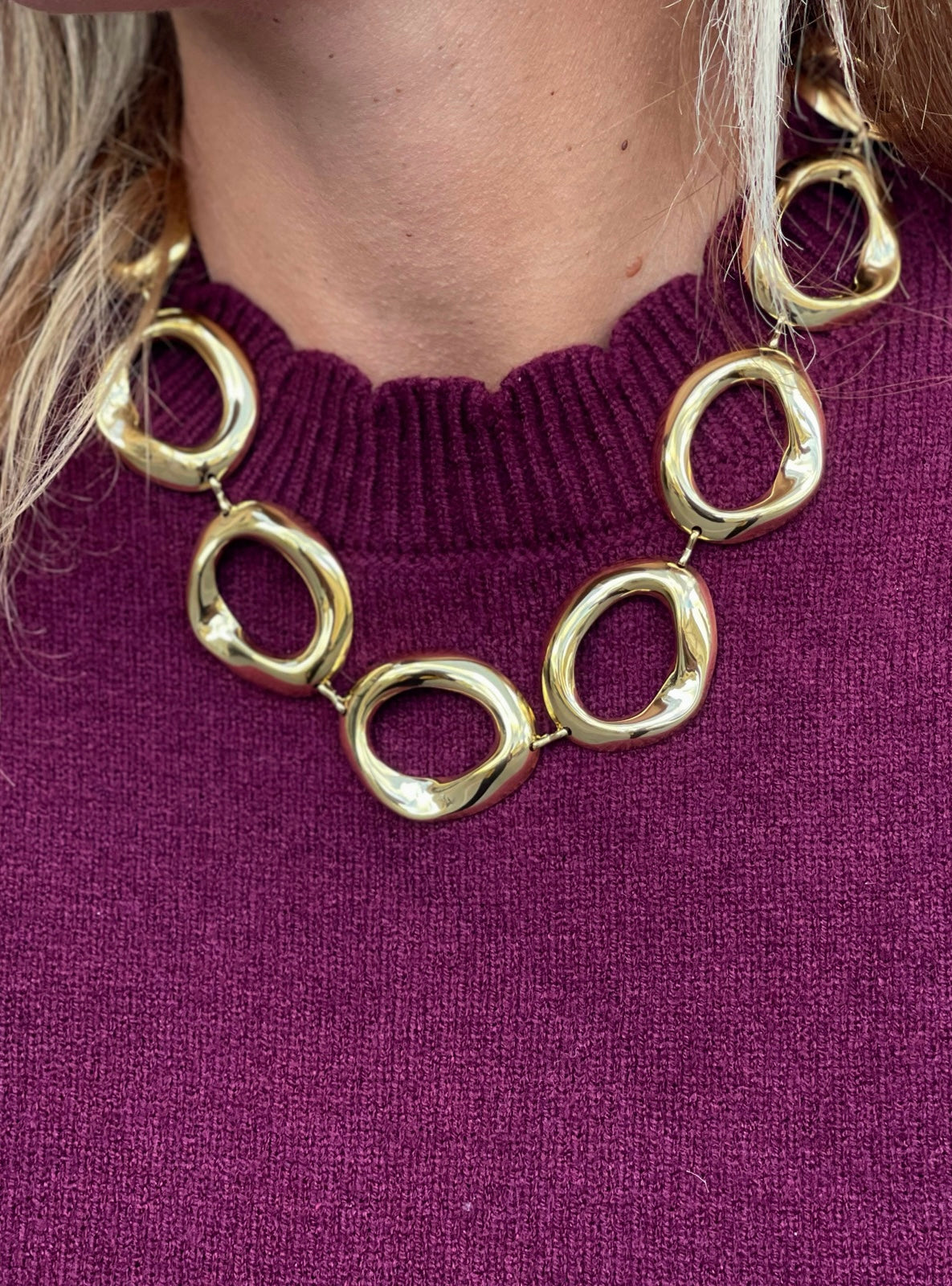 Collier Lou doré à maillons organiques MYLO