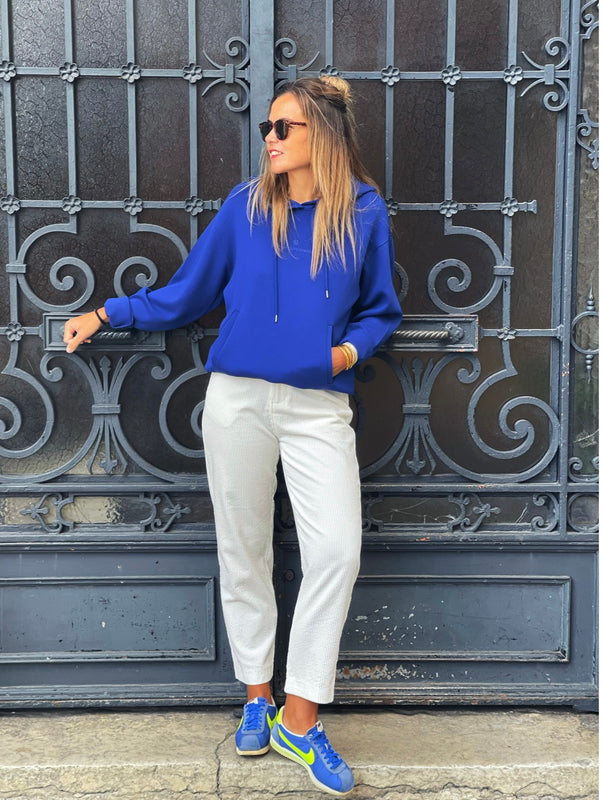 Sweat Ima capuche bleu