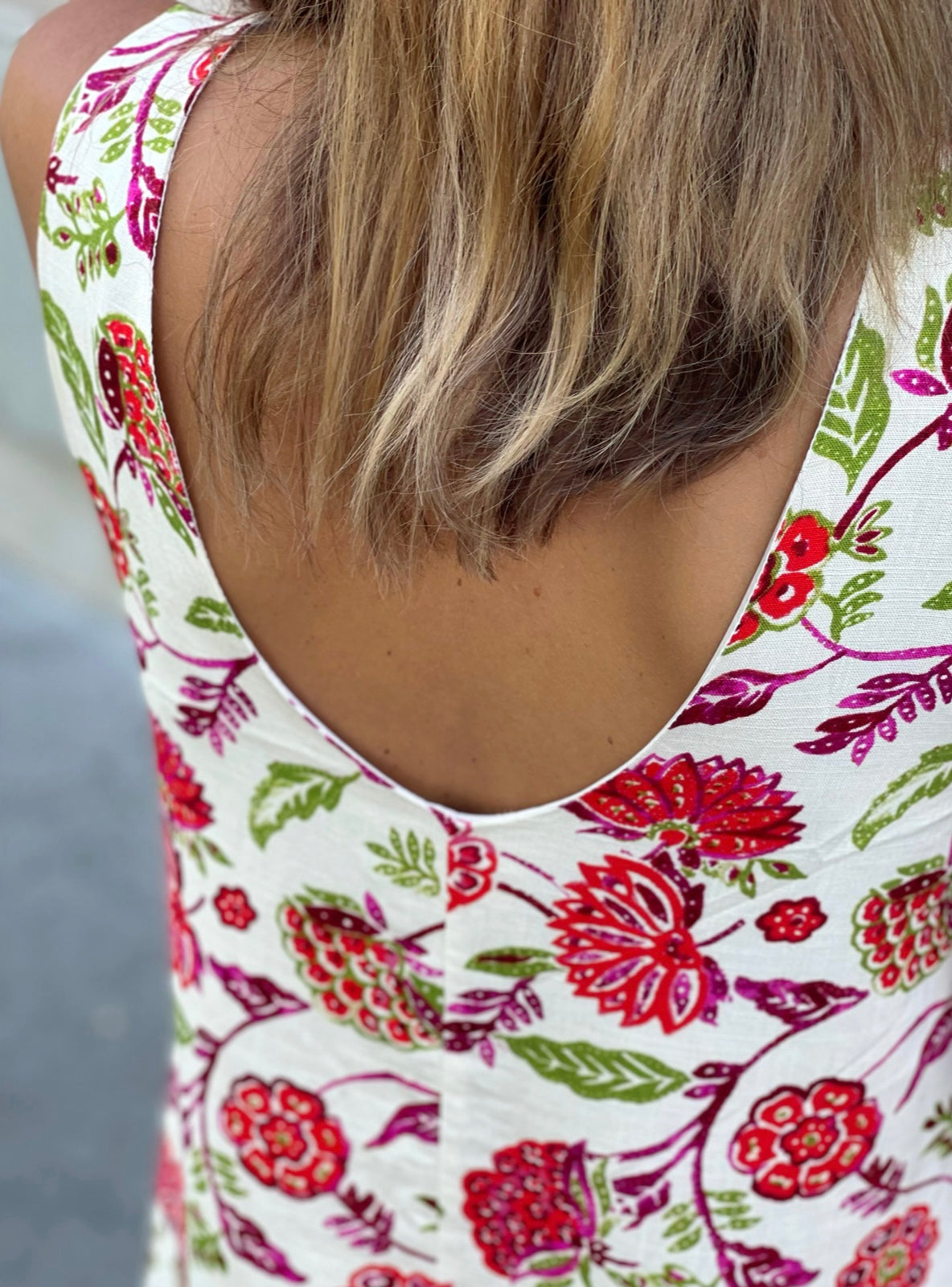 Robe Charlie – Fleurie Écru & Framboise