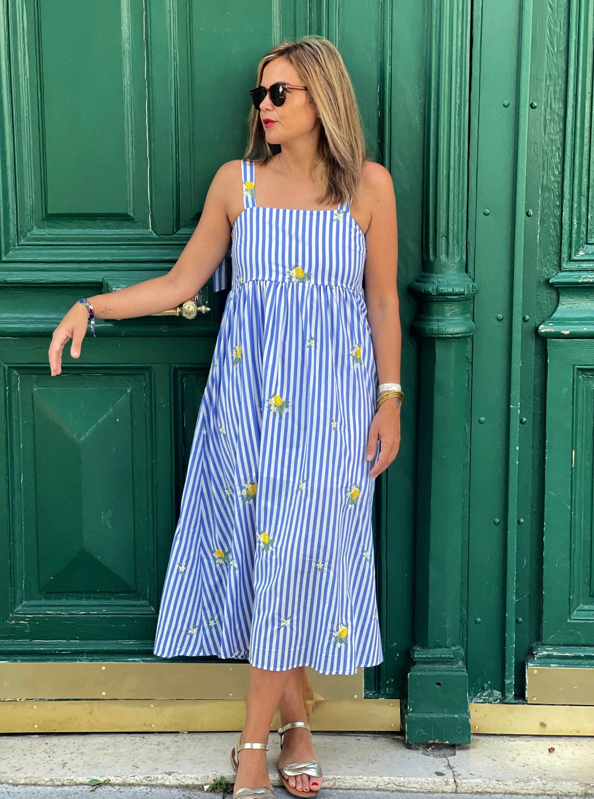 Robe Inaya Rayée Bleu & Citrons